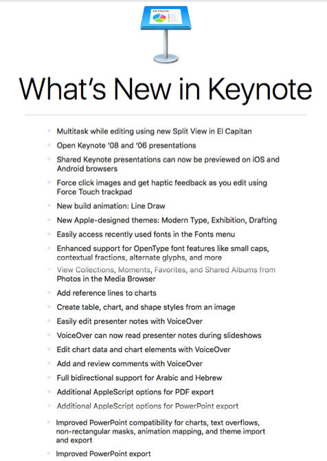 New features in Keynote 6.6